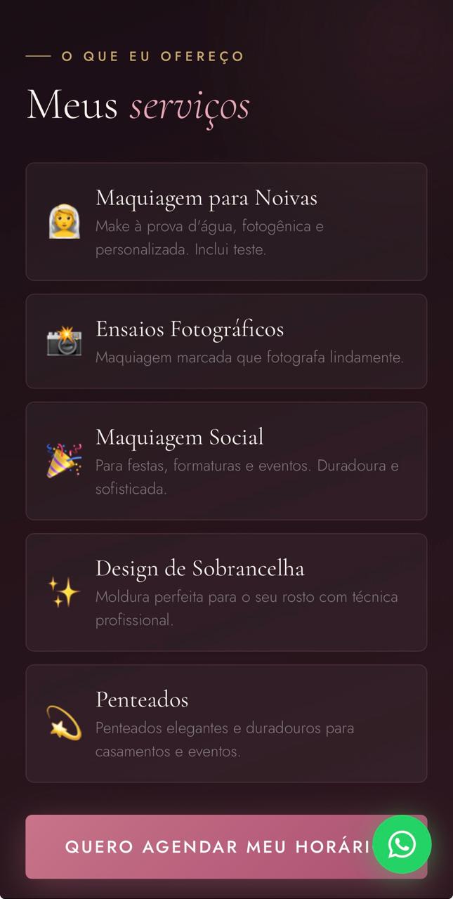 Página da Layane Brito — serviços